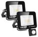 Spot LED 10W, 1000 lumen, avec détecteur de mouvement, 3500K, IP66, set de 2