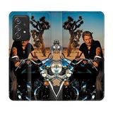 Beschermhoes Samsung Galaxy A33 5G Beschermhoes van kunstleer, motief Johnny Hallyday motorfiets