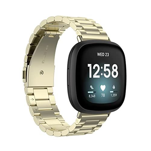 Qubix metalen schakelbandje - Vintage goud - geschikt voor Fitbit Versa 3/4 & Sense 1/2