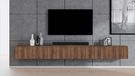 AX LIVING meuble TV, design moderne, Loriano, 300 cm, suspendu, noyer Warmia
