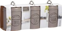 Excellent Houseware Keuken voorraad blikken - 3x stuks - taupe - suiker - thee - koffie - 11 x 16 cm