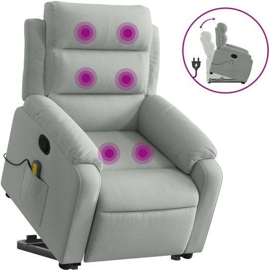 vidaXL Sta-op-massagestoel verstelbaar fluweel lichtgrijs