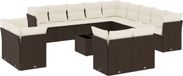 vidaXL Loungeset 14-delig met kussens, polyrotan, bruin