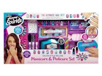 Shimmer N Sparkle Manicure- en pedicureset in salonstijl met echte nageldroger, inweken, polijsten en decoreren voor thuis, nagelkunst en spa-spelletjes