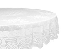 DII Home Essentials Tafelkleed, rond, 100% polyester, machinewasbaar, shabby chic, vintage, bloemenkant, 160 cm