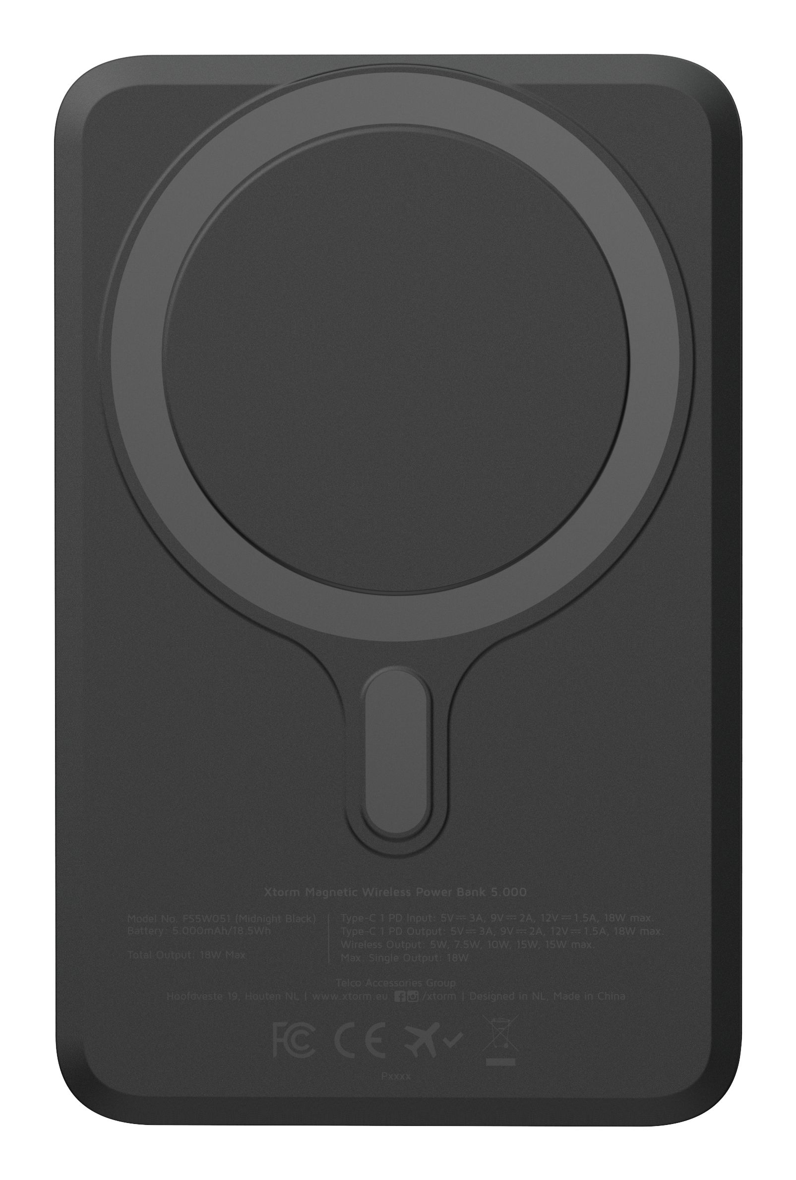 Xtorm Magnetic Powerbank 5000 mAh - USB-C - Zwart