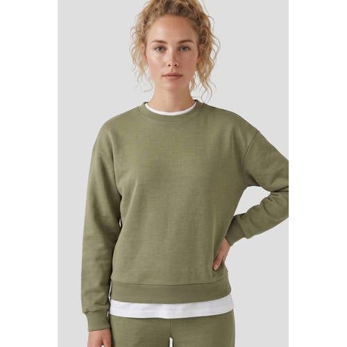Anytime Olijfgroen Fleece Sweater