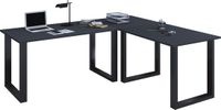 VCM L-vormig bureau, L-vormig gamingbureau, hoekbureau, wit hoekbureau, hoekcomputerbureau, hoekbureau met lades, modern hoekbureau, diep bureau, L-vormig bureau met lades, werkstation, L-vormig hoekbureau, hoekbureau met, 160x130 cm, Schwarz / Anthrazit