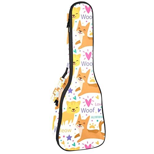 Mersov Tenor Ukulele Gigbag Waterdichte Ukelele Case Gewatteerde Rugzak, Geweldig voor Sopraan Concert (21/23/24") Kleurrijke Dieren Hond