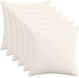 vidaXL - Kussensloop - 6 stuks - HEERLEN - Crèmekleurig - 50 x 50 cm - corduroy
