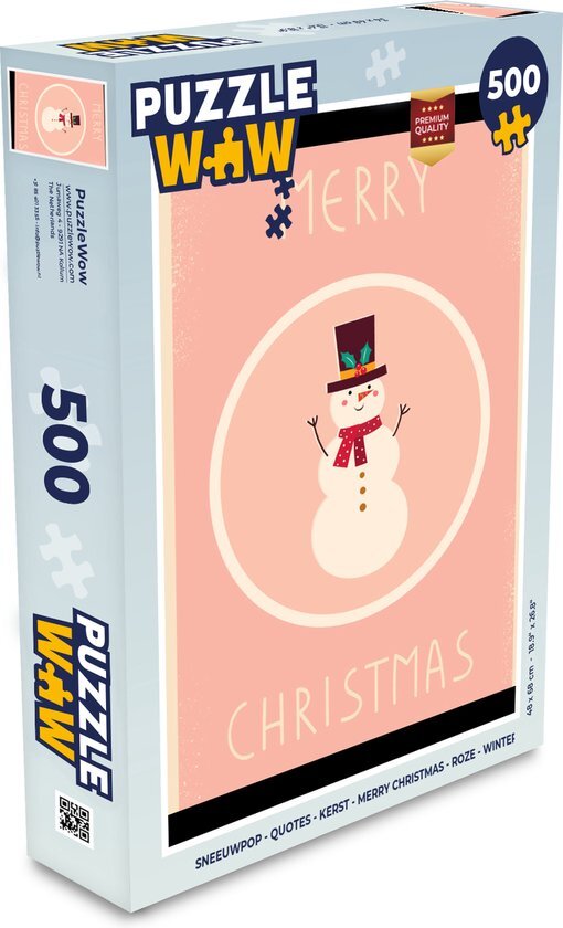 MuchoWow Puzzel Sneeuwpop - Quotes - Kerst - Merry christmas - Roze - Winter - Legpuzzel - Puzzel 500 stukjes - Kerst - Cadeau - Kerstcadeau voor mannen, vrouwen en kinderen - Sinterklaas cadeautjes - Sinterklaas voor grote kinderen