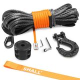 SHALL Sleepkabels & Touwen, 15 meter lange synthetische lierkabel, 5 ton (10000Lbs), beschermhoes & gesmede lierhaak & veiligheidstrips voor ATV, UTV en off-road voertuigen