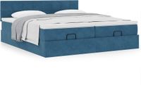Prolenta Maison Exclusive - Ottoman bedframe met donkerblauwe matrassen, 160x200 cm, fluweel