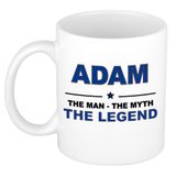 Bellatio Decorations Adam cadeau mok - man myth legend - naam koffiemok / beker - wit en blauw - 300 ml - verjaardag