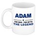 Bellatio Decorations Adam cadeau mok - man myth legend - naam koffiemok / beker - wit en blauw - 300 ml - verjaardag