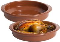 Merkloos / Sans marque Casa Y Menaje Tapas ovenschaaltje/serveerschaalthe - 2x - rond - Spaans terracotta/aardewerk - D22 x H5 cm - Klassieke stijl