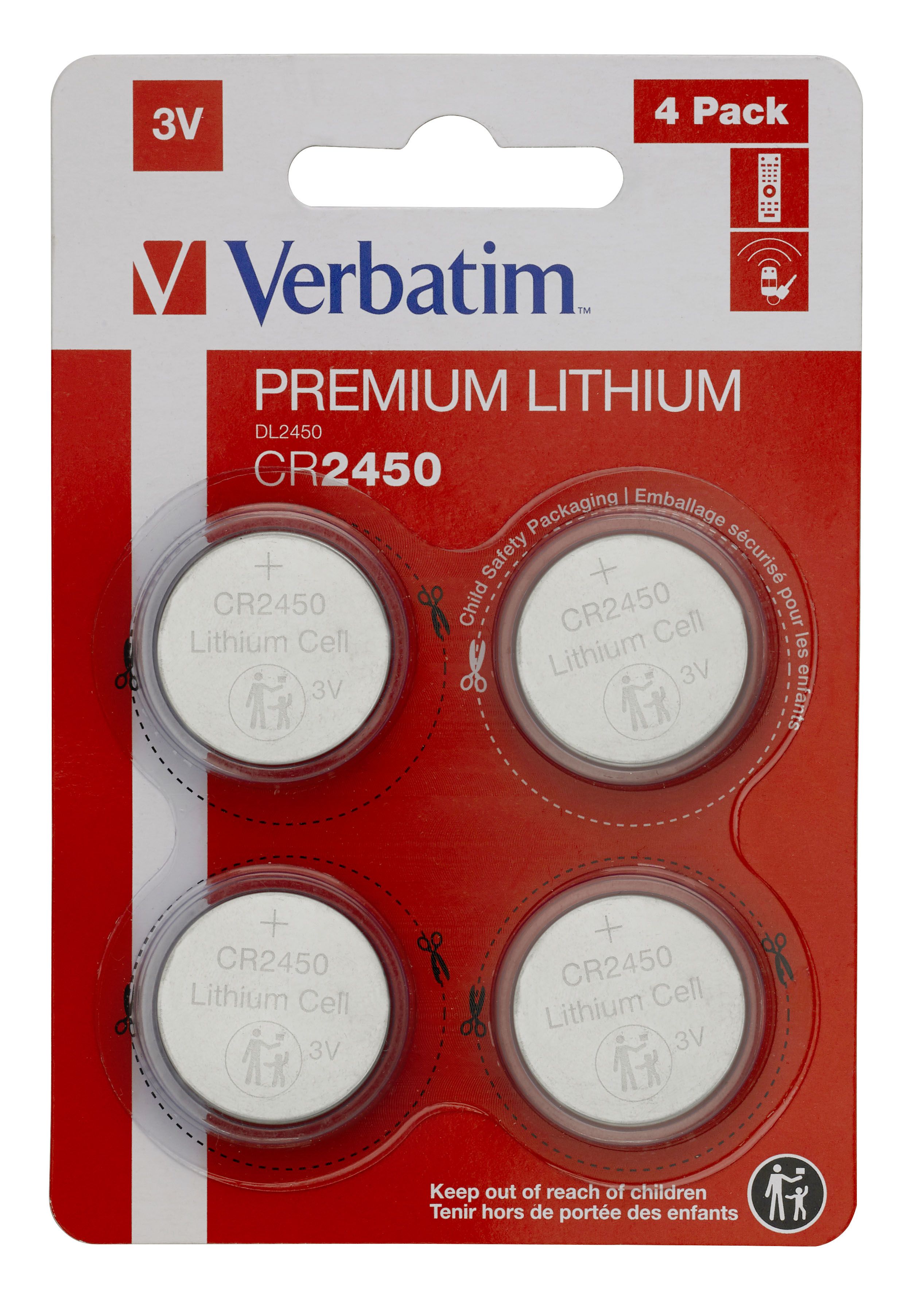 Verbatim CR2450 Lithium Batterijen - 4 stuks