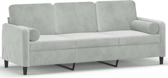 vidaXL Driezitsbank met sierkussens 180 cm fluweel lichtgrijs