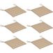 Lot de 6 coussins de siège de jardin rembourrés 40x40 cm avec rubans kaki