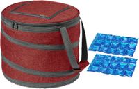 Merkloos Opvouwbare koeltas rood/grijs met 2 stuks flexibele koelelementen 15 liter