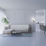 Italian Bed Linen Glamour, antislip bankovertrek met schiereiland SX, lichtgrijs, 290 cm