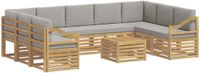 vidaXL Bank loungeset 9 zitplaatsen Wit en lichtgrijs Polyester