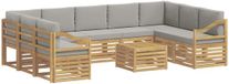 vidaXL Bank loungeset 9 zitplaatsen Wit en lichtgrijs Polyester