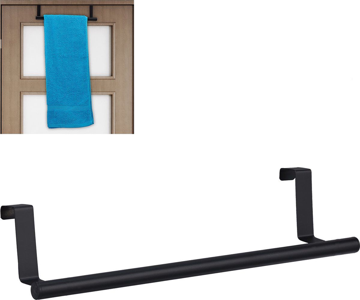 Relaxdays Handdoekhouder voor de Deur - Zwart