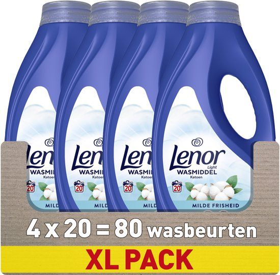 Lenor Vloeibaar Wasmiddel - Katoen - 4 x 20 Wasbeurten