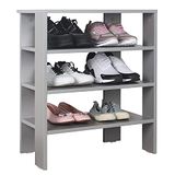 RICOO Schoenenrek smal en hoog 70 x 60 x 32 cm staand rek geperst hout grijs WM039-PL