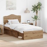 vidaXL Bedframe Ambachtelijk Eiken Massief Grenenhout 90 x 190 cm