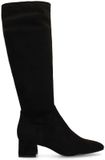 Manfield - Dames - Zwarte stretch laarzen met hak - Maat 41