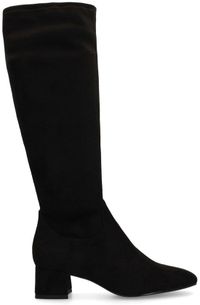 Manfield - Dames - Zwarte stretch laarzen met hak - Maat 41