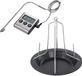 Merkloos BBQ/oven kippenspit/kiphouder met schotel zwart 20 x 18 cm - Met digitale vleesthermometer / braadthermometer
