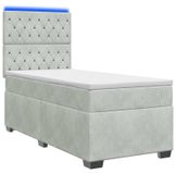 vidaXL Boxspringbed met matras, lichtgrijs, 80 x 200 cm, fluweel
