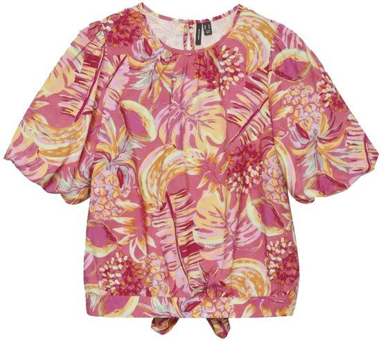 Vero Moda T-shirt Vmdiana 2/4 Tie Top Exp 10358426 Rethink Pink/exotic Aop Dames Maat - M