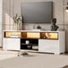 Meuble TV LED, 150x35x50 cm, haute brillance, 2 portes, 8 espaces de rangement