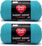Red Heart Super Saver Jumbo garen, Turqua, 2 stuks, 396 gram, acryl, #4 kamgaren (medium), 680 meter, voor breien/haken