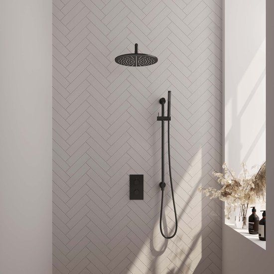 Brauer Black Edition - Thermostatische Inbouw Regendouche Set - Mat Zwart - 30 cm Douchekop