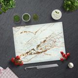 DECORITA Goud Gedetailleerd Marmerlook Tempered Glazen Snijplank 30cm × 40cm