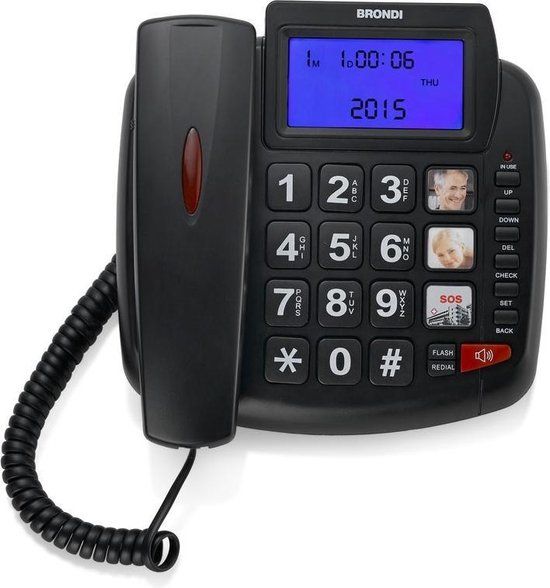 Brondi Bravo 90 Analoge Telefoon met Snoer, Luidspreker, Nummerherkenning, Zwart