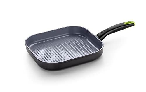 MONIX Eco Nature Grillrooster - 28 cm - Gesmeed aluminium - Gerecycled - Keramiek - Antiaanbaklaag - Inductie