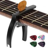 TANMUS 3in1 Gitaar Capo voor Akoestische en Elektrische Gitaren (met Pick Houder en 4Picks), Ukelele Accessoires (Zwart)