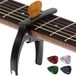 TANMUS 3in1 Gitaar Capo voor Akoestische en Elektrische Gitaren (met Pick Houder en 4Picks), Ukelele Accessoires (Zwart)