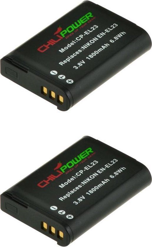 ChiliPower EN-EL23 Accu voor Nikon - 1800mAh - 2-Pack