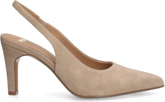 Manfield - Dames - Beige suède slingbacks - Maat 37