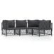 vidaXL 4-delige loungeset met kussens, staal, antracietkleurig