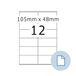 HERMA 8419 Universele etiketten, 500 vellen, 105 x 48 mm, 12 per A4 vel, 6000 stuks, zelfklevend, bedrukbaar, mat, blanco papier, zelfklevende etiketten, wit