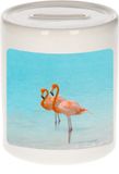 Bellatio Decorations Shoppartners Bv Dieren flamingo foto spaarpot 9 cm jongens en meisjes - Cadeau spaarpotten flamingo vogels liefhebber