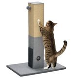 PawHut Krabpaal voor katten, 79 cm, kattenboom met een hangende bal en een bal met bel, 2 verzorgingsborstels, beige, grijs